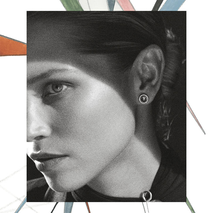 Lotus Brillantkranz Ohrring Einhänger 750 Gelbgold mit 52 Brillanten