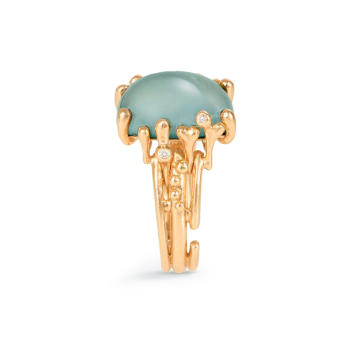 BoHo Ring 750 Gelbgold mit Aquamarin und Brillanten