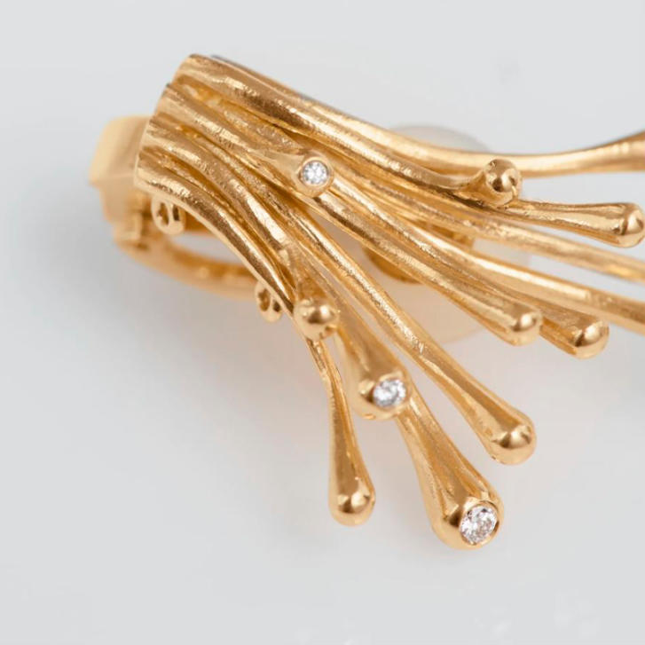 OL BoHo Ohrclip medium 750 Gelbgold