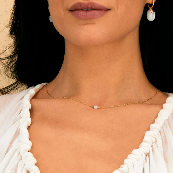Amuleti Choker white Desert 750 Gelbgold mit Mondstein