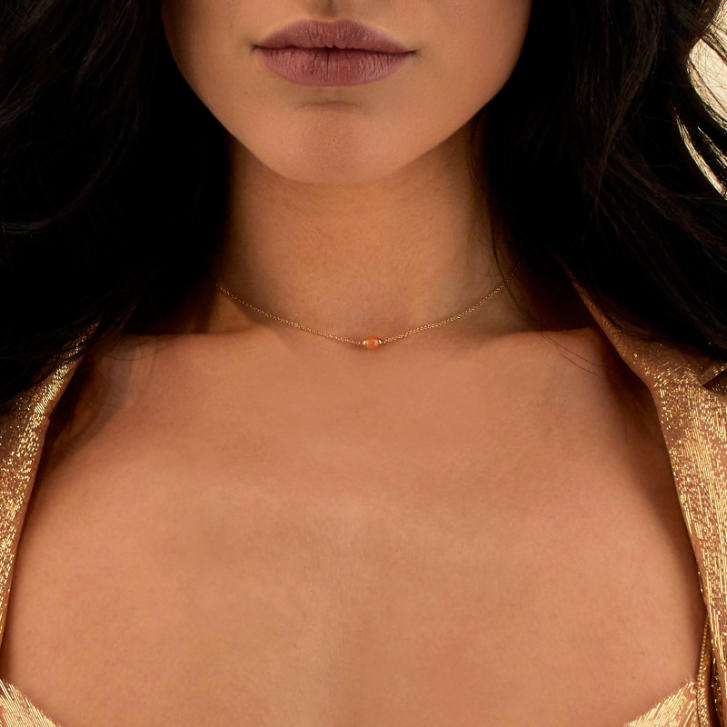 Amuleti Choker Petra 750 Gelbgold mit orangem Aventurin