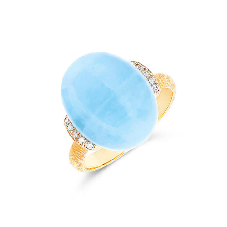 Ring Azure 750 Gelbgold mit Aquamarin und Brillanten, groß