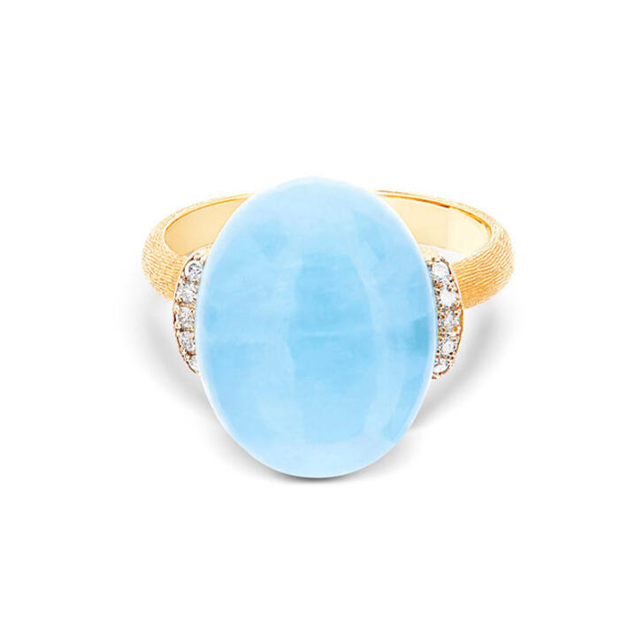 Ring Azure 750 Gelbgold mit Aquamarin und Brillanten, groß