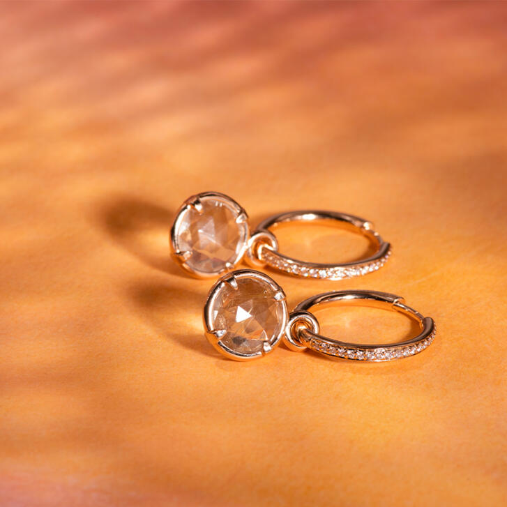 Bron Ohrringe Creolen Lux 750 Roségold Ø 16 mm mit Brillanten