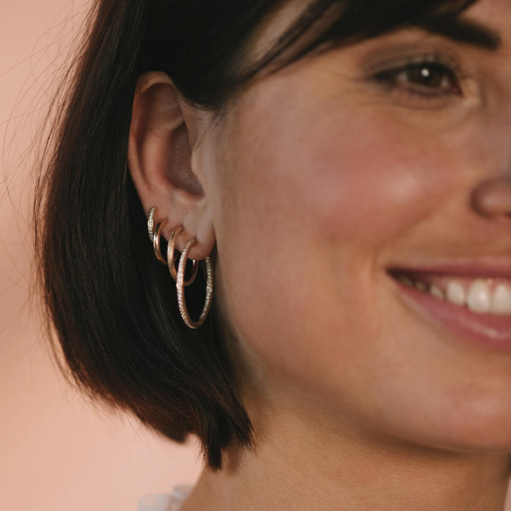Bron Ohrringe Creolen Lux 750 Roségold Ø 30 mm mit Brillanten