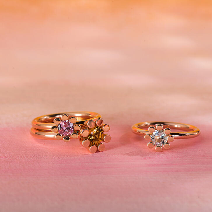 Bron Sprite Ring 750 Roségold mit Lemonquarz 5 mm