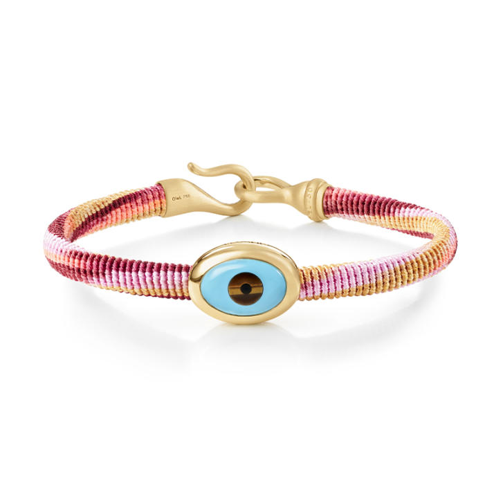 Life Armband oval 6 mm Berry 750 Gelbgold mit Evil Eye