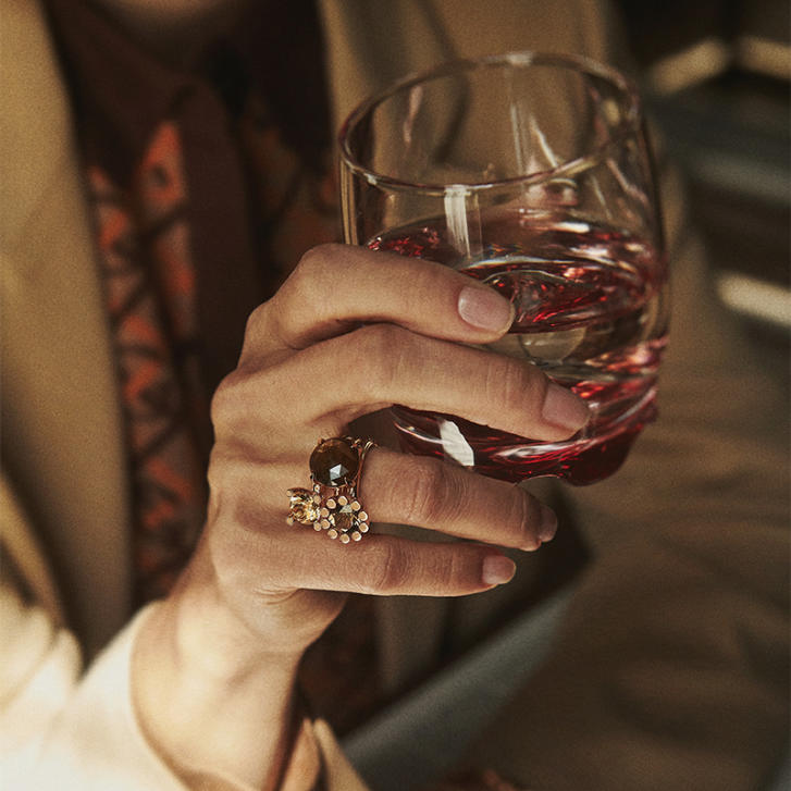 Bron Phlox Ring 750 Roségold mit Citrin