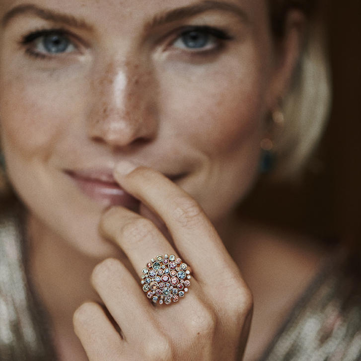 Confetti Ring 750 Roségold mit Brillanten und Saphiren