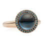 Bron Sushi Ring 10 mm 750 Roségold mit blauen Brillanten und London blue Topaz
