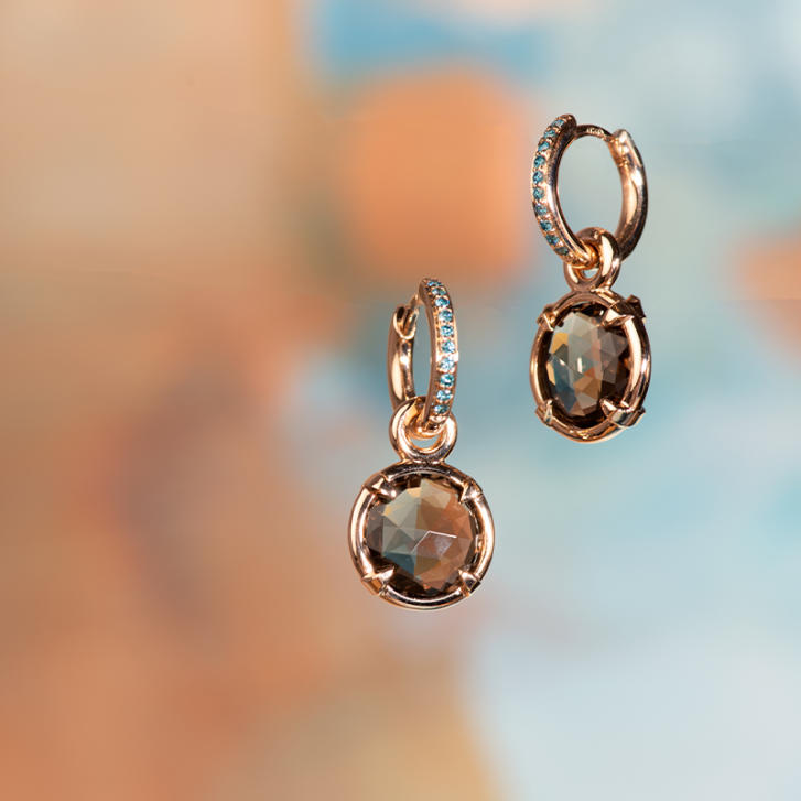 Bron Ohrring Einhänger Mira Mira Ø 10 mm 750 Roségold mit Rauchquarz