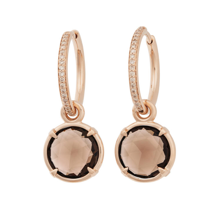 Bron Ohrring Einhänger Mira Mira Ø 12 mm 750 Roségold mit Rauchquarz