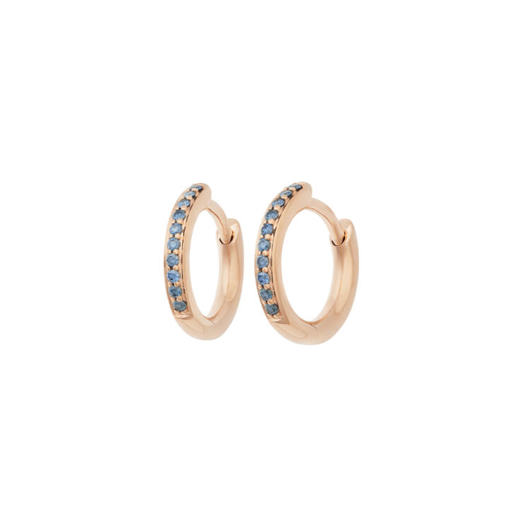 Bron Ohrringe Creolen Lux 750 Roségold Ø 13 mm mit blauen Brillanten