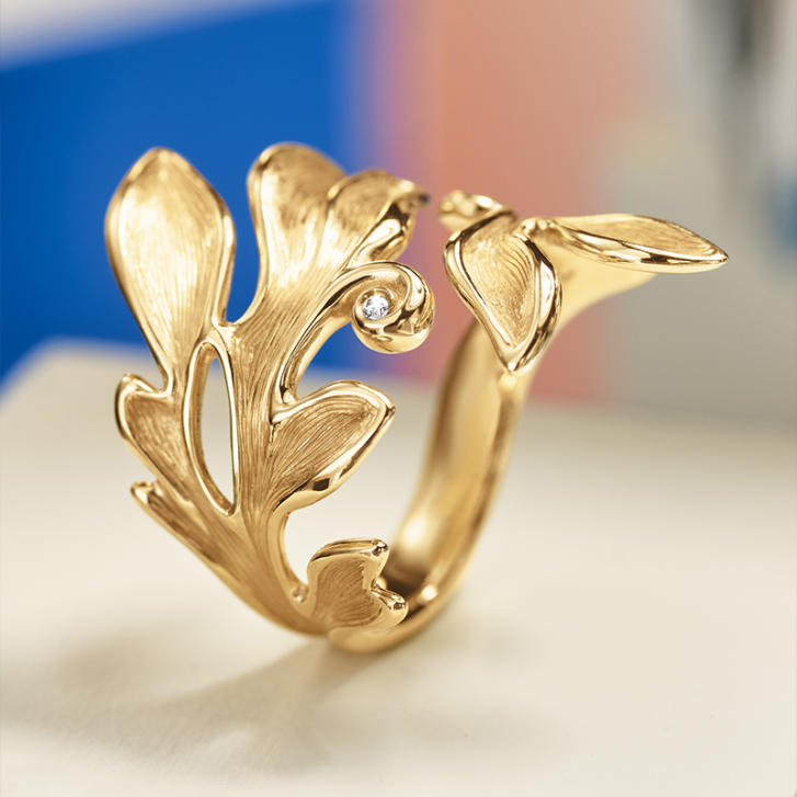 Forest Ring Large 750 Gelbgold mit Brillant