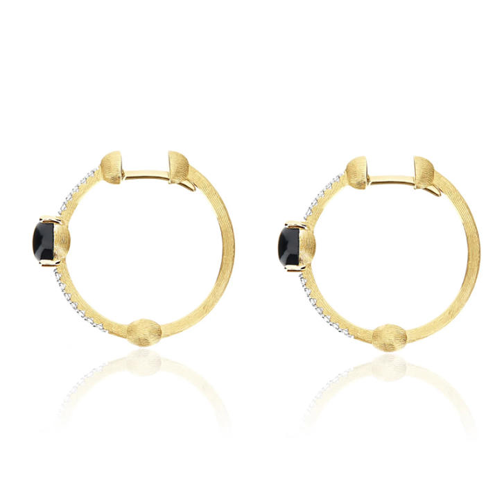 Dancing in the Rain Mystery Black Creolen 750 Gelbgold mit Onyx & Brillanten