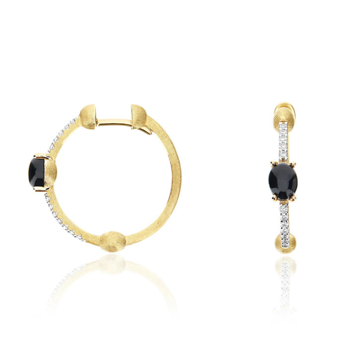 Dancing in the Rain Mystery Black Creolen 750 Gelbgold mit Onyx & Brillanten
