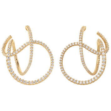 Twisted Love Band Ohrringe 750 Gelbgold mit Brillanten, Paar