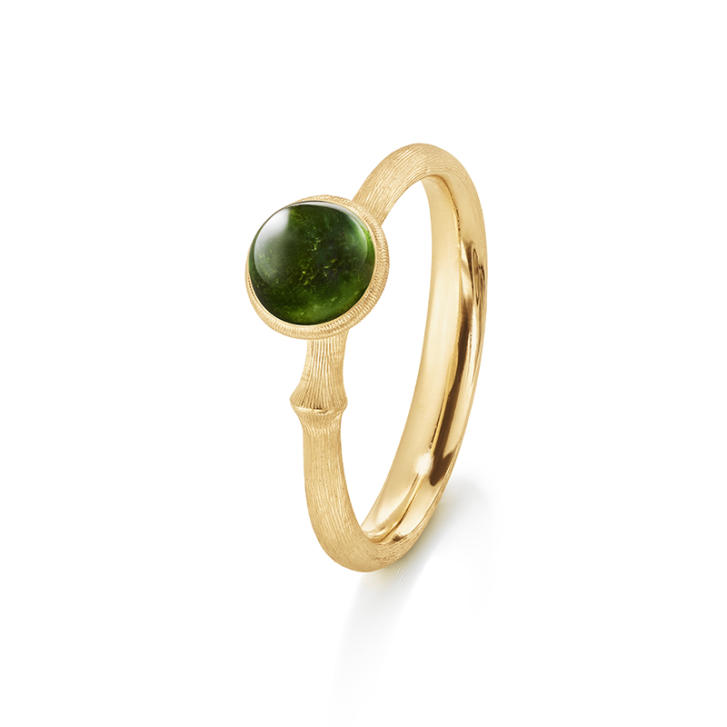 Lotus Tiny Ring 750 Gelbgold mit grünem Turmalin