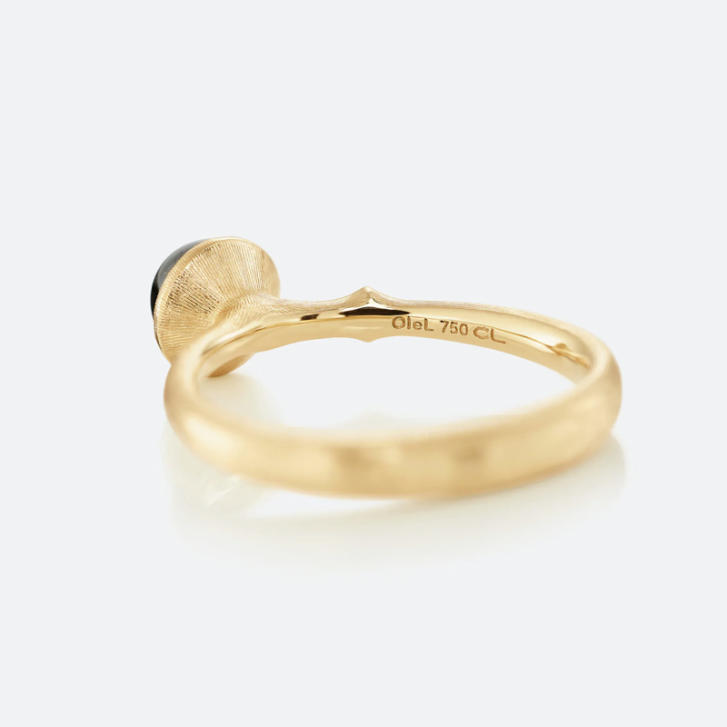 Lotus Tiny Ring 750 Gelbgold mit grünem Turmalin