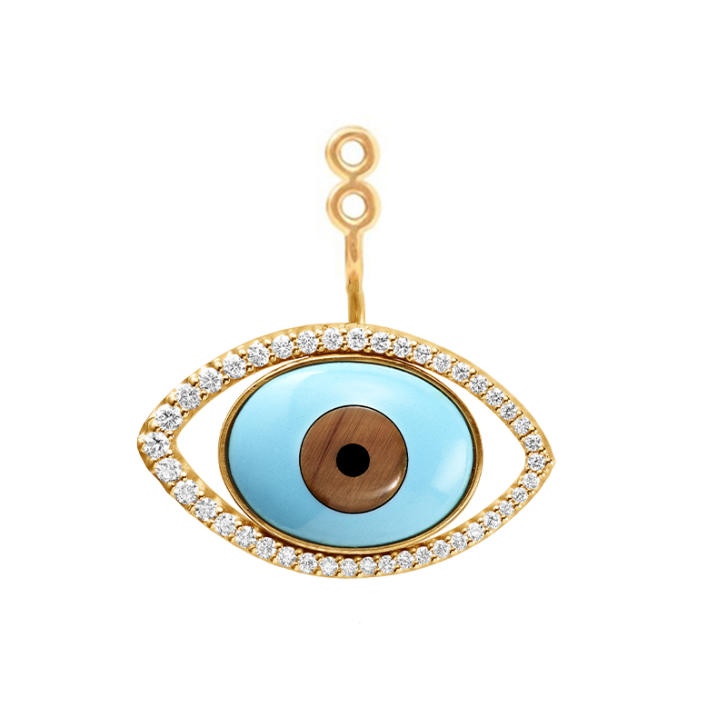Evil Eye Ohrring Einhänger 750 Gelbgold mit Türkis & Brillanten