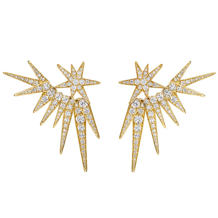 Funky Stars Ohrringe 750 Gelbgold mit Brillanten, klein