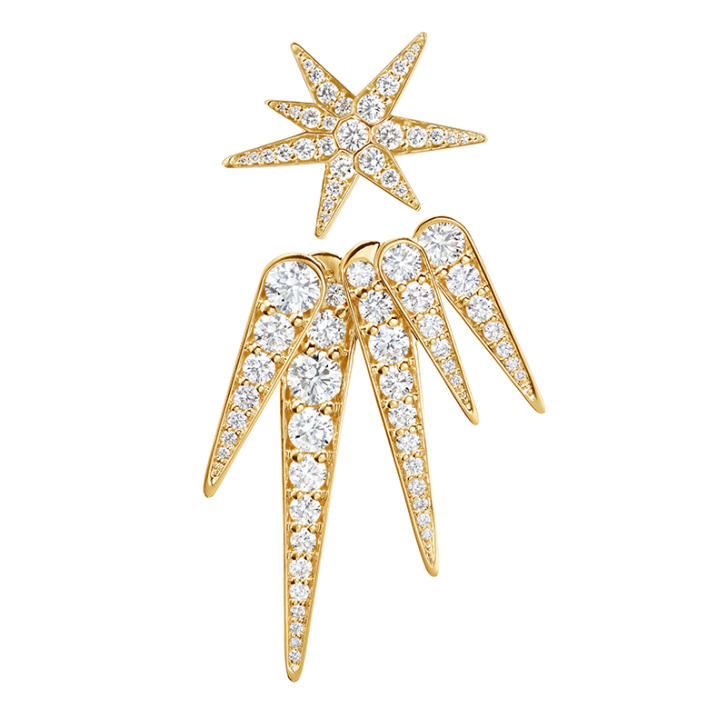 Funky Stars Ohrring Einhänger 750 Gelbgold mit Brillanten