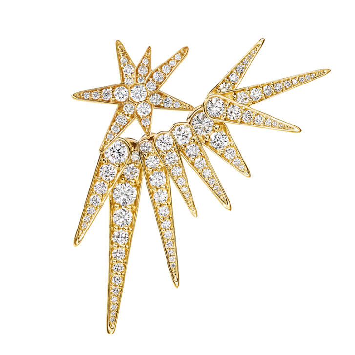 Funky Stars Ohrring Einhänger 750 Gelbgold mit Brillanten