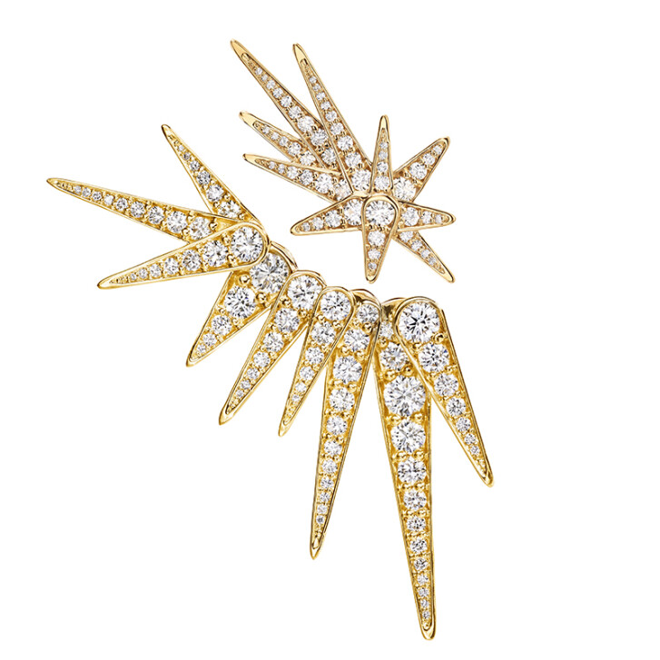 Funky Stars Ohrring 750 Gelbgold mit Brillanten, single
