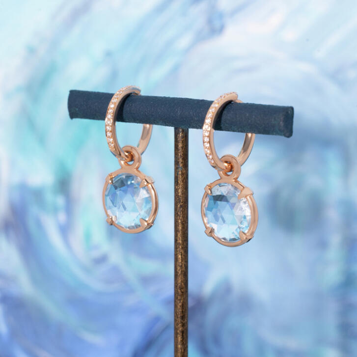 Bron Ohrring Einhänger Mira Mira Ø 12 mm 750 Roségold mit Skyblue Topas