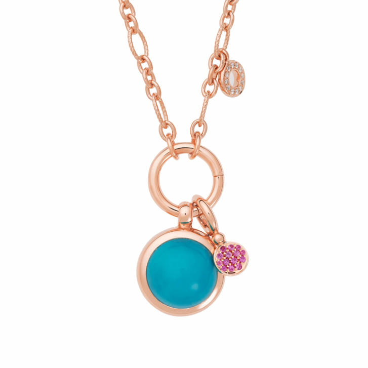 Bron Sushi Anhänger 750 Roségold mit Türkis Cabochon