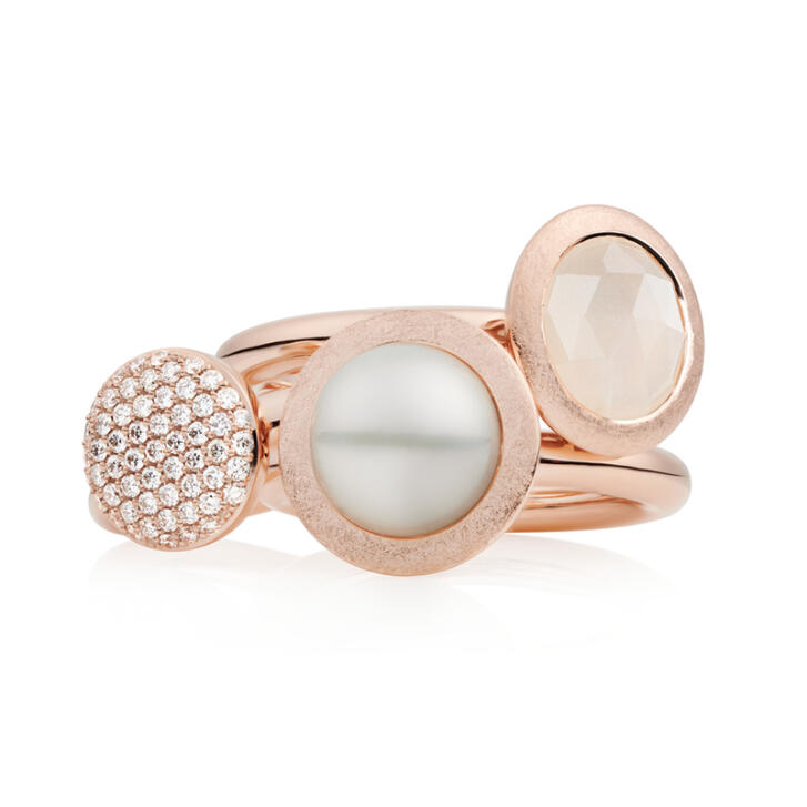 Bron Sushi Ring 750 Roségold mit weißer Südseeperle