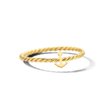 Kordelring mit Anker 750 Gelbgold