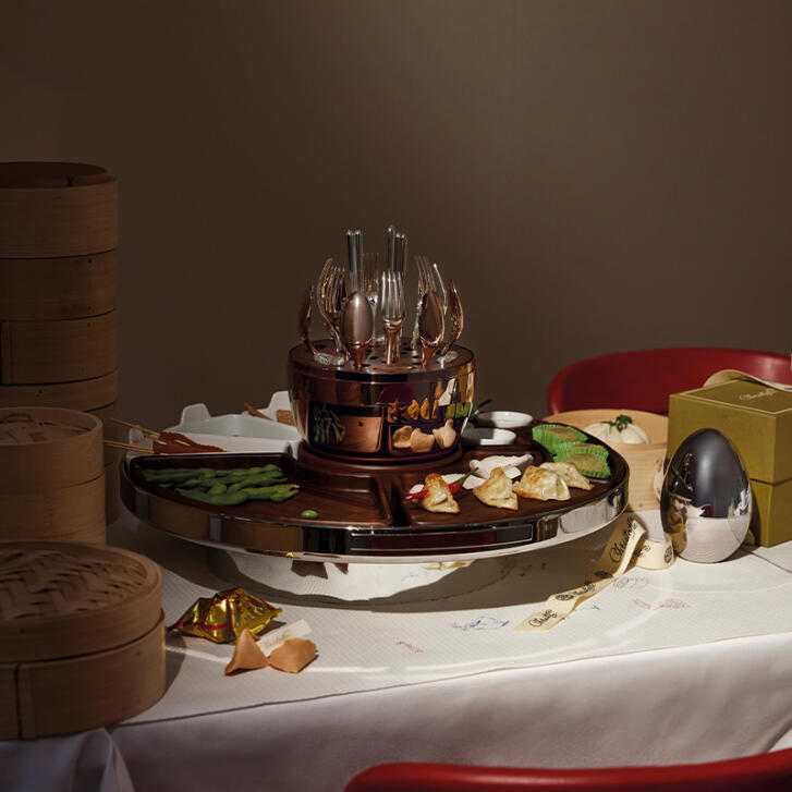 Mood Asia Tablett Edelstahl, Porzellan & Holz