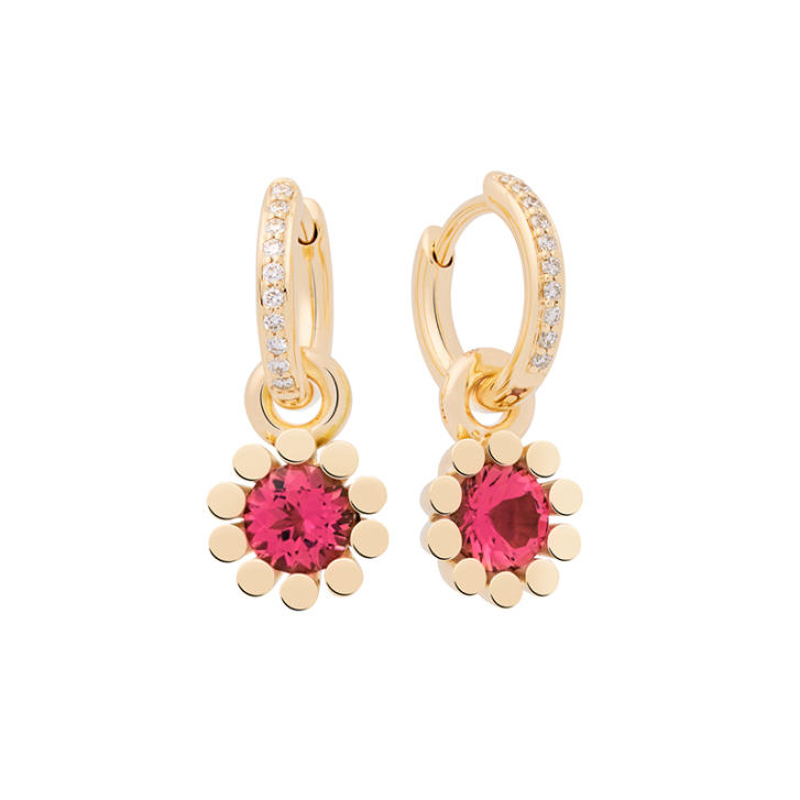 Bron Ohrring Einhänger Sprite 750 Gelbgold mit rosa Turmalin