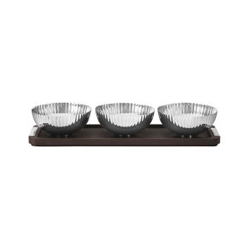 Bernadotte Triple Schalen Set Edelstahl & Holz