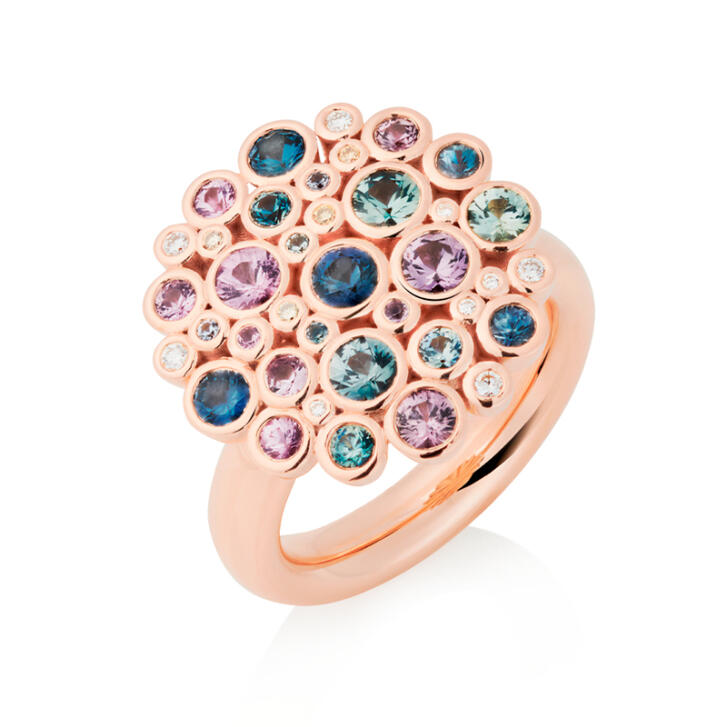 Confetti Ring 750 Roségold mit Brillanten und Saphiren
