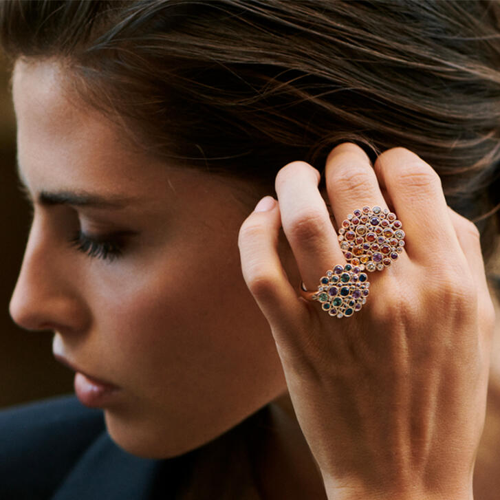 Confetti Ring 750 Roségold mit Brillanten und Saphiren