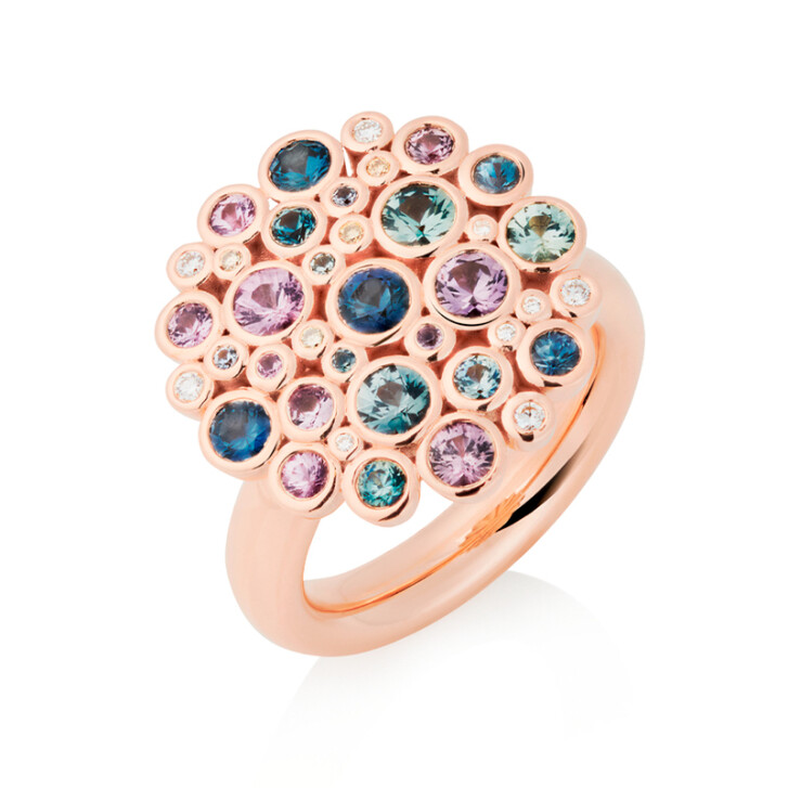 Confetti Ring 750 Roségold mit Brillanten und Saphiren 56