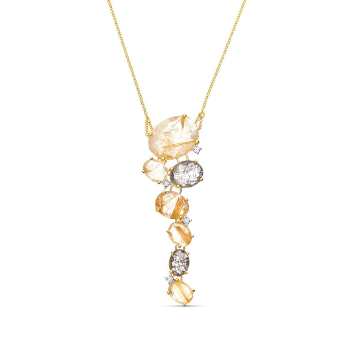 Ipanema Anhänger mit Kette 750 Gelbgold mit Rutilquarz & Brillanten