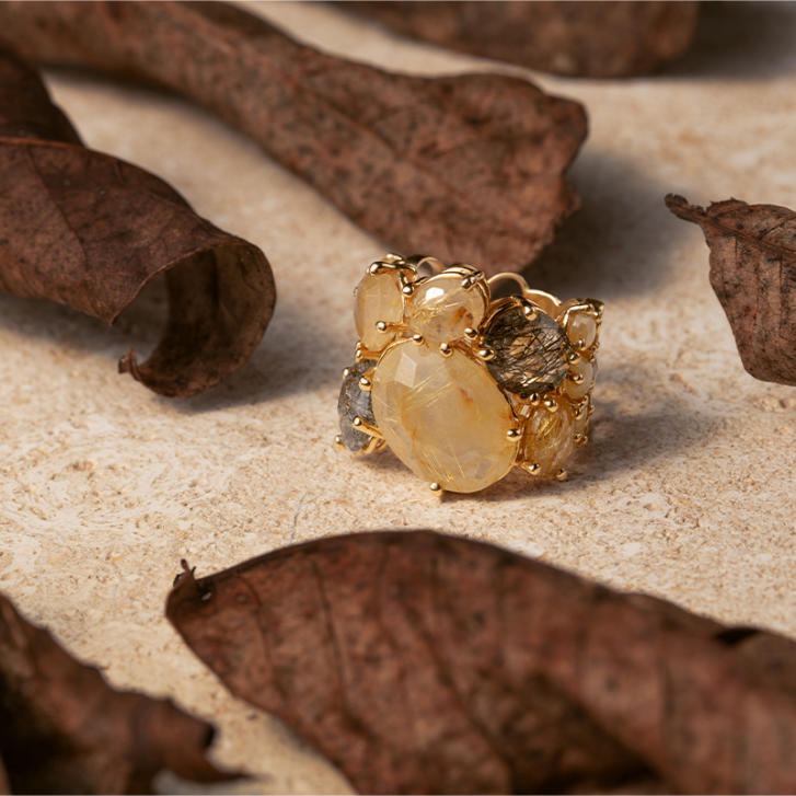 Ipanema Ring 750 Gelbgold mit Rutilquarz