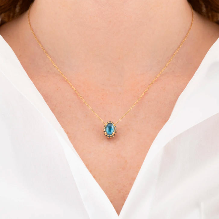 Dancing Reverse Anhänger 750 Gelbgold mit Farbedelsteinen