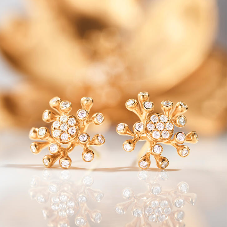 Wild Rose Ohrringe 750 Gelbgold mit Brillanten