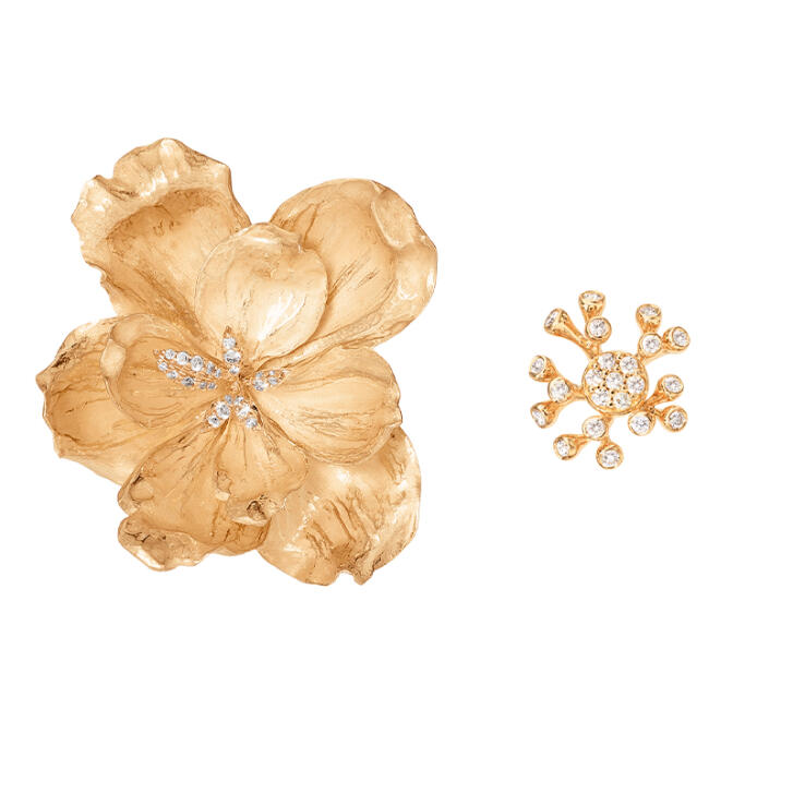 Wild Rose Ohrringe 750 Gelbgold mit Brillanten