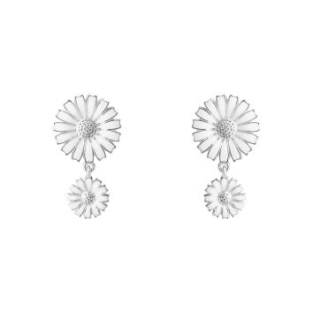 Daisy Ohrringe Double 925 Silber rhodiniert, weiß