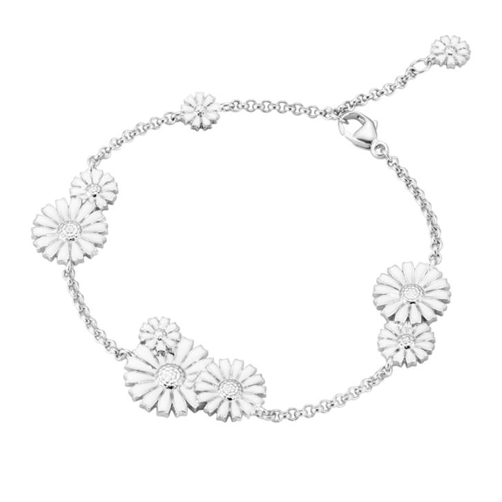 Daisy Armband layered 925 Silber rhodiniert, 9 Blüten, weiß