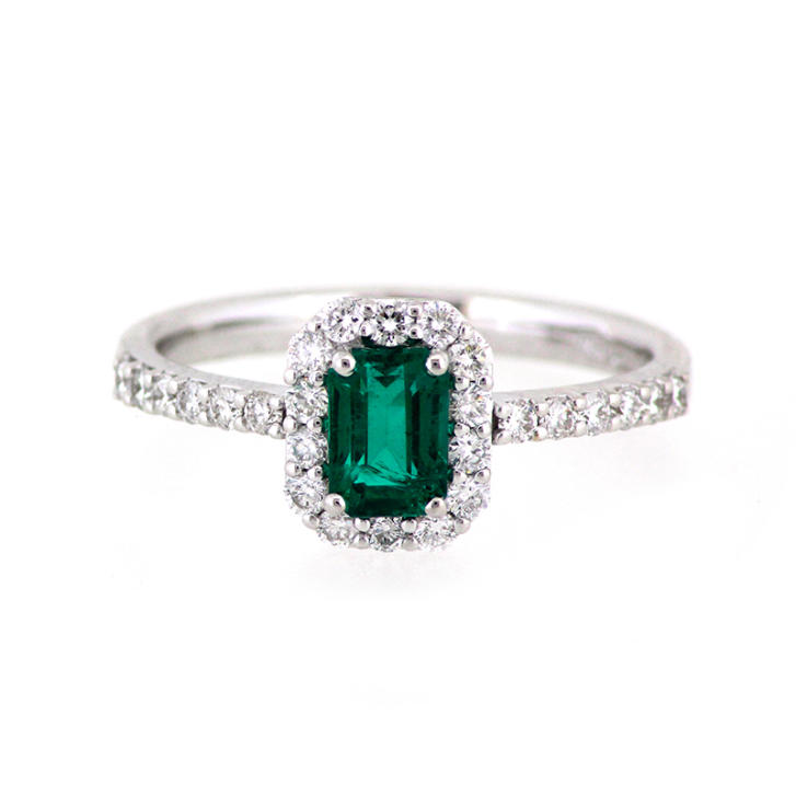 Argentum Collection Diamond Ring 750 Weißgold mit Smaragd & Brillanten