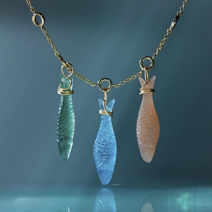Young Fish Collier 750 Gelbgold