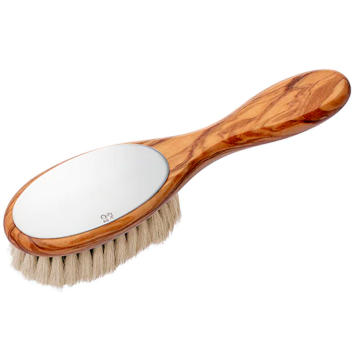 Curly Babybürste Olivenholz, Ziegenhaar & 925...