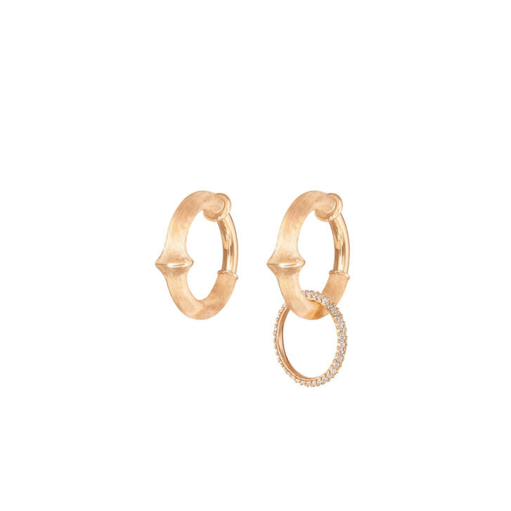 Nature Ohrring Einhänger Pavé 750 Gelbgold mit Brillanten, large
