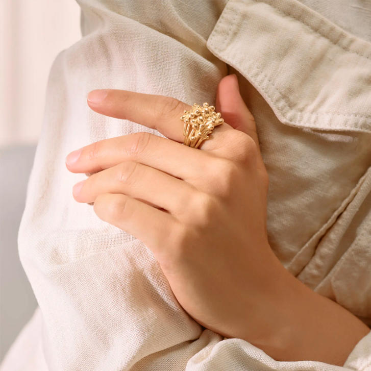 BoHo Cluster Ring 750 Gelbgold